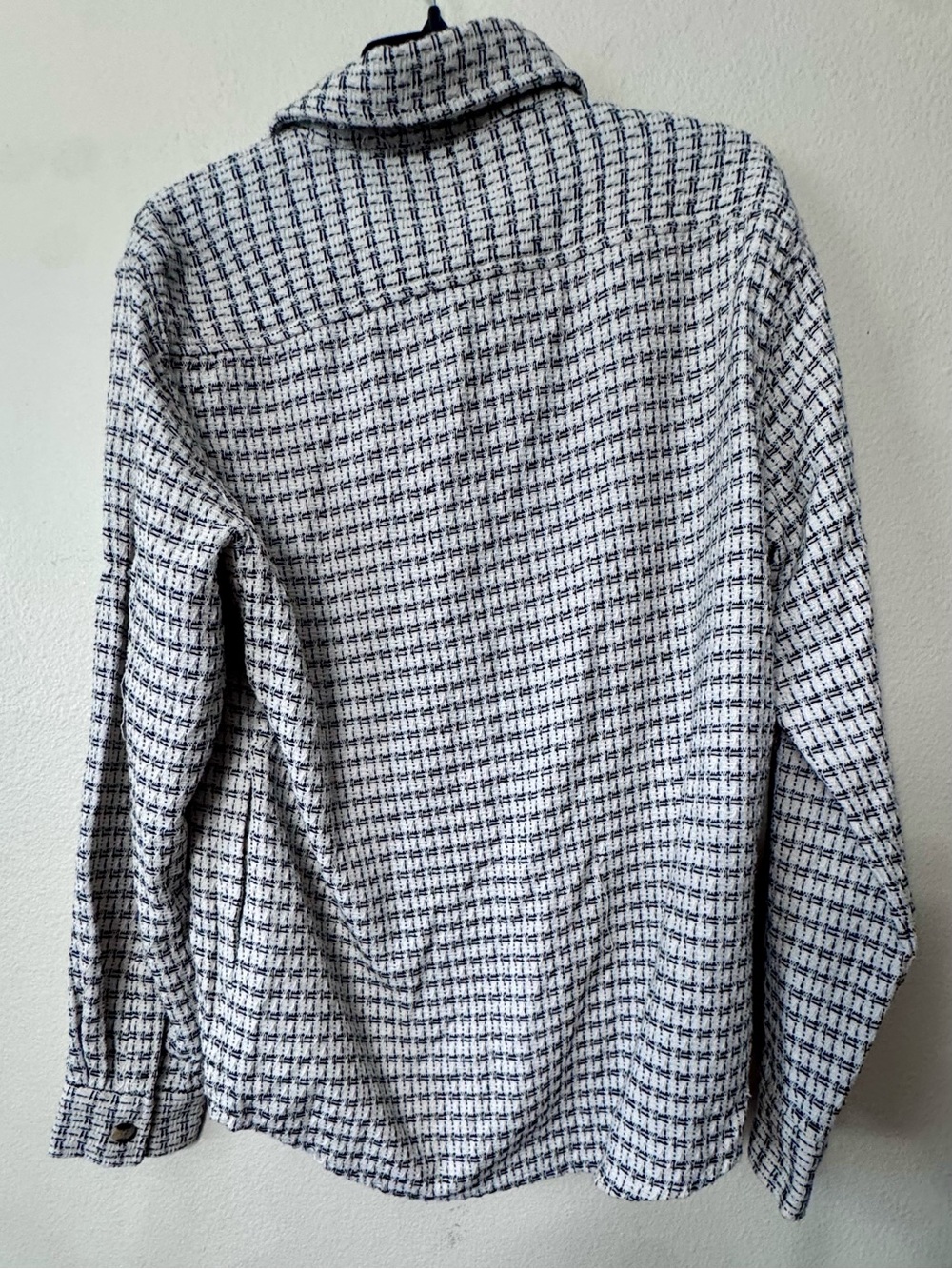 NWT Amongst Others Men’s S Tweed Shacket Black White Textured Overshirt - Picture 5 of 5